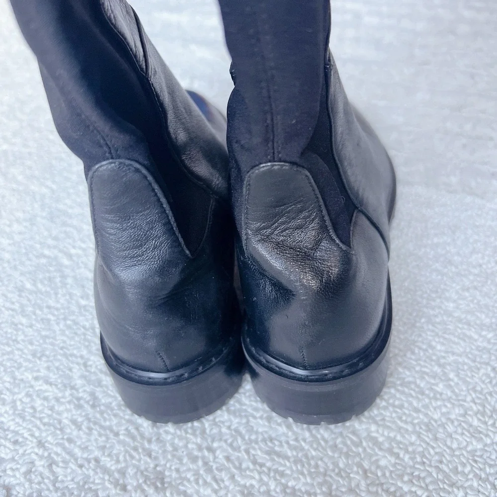 Stuart Weitzman 5050 Bold OTK Over The Knew Boots Black Leather Stretch US 6.5